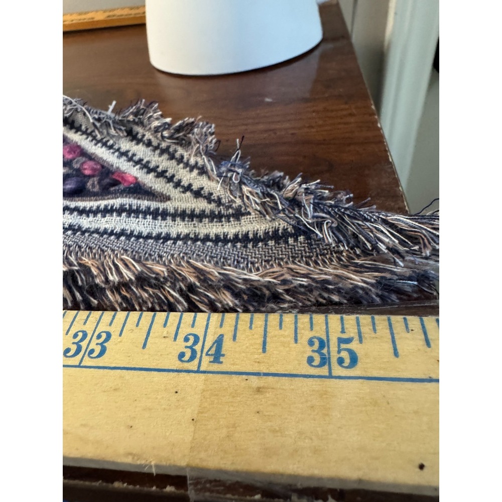 J Jill Woven Winter Bloom Embroidered Traingle Scarf Shawl Wrap 72x27 Woven Wool - Picture 11 of 13